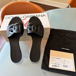 Dolce & Gabbana Beachwear Gomma Black Rubber Sandals Size 40